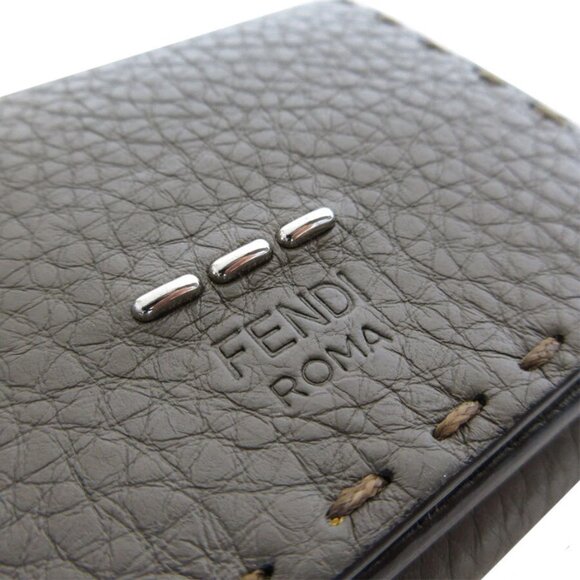 Auth FENDI Tri-fold wallet gray leather - Picture 6 of 10